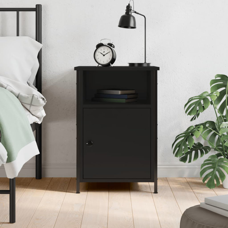 Mehetabel 40cm W Iron Bedside Table, Sonoma Oak, Set of 2