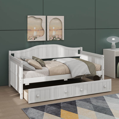 Twin-Sized Daybed Frame With Two Storage Drawers, Sofa Bed Frame, Wooden Daybed With Wood Slat Foundation
