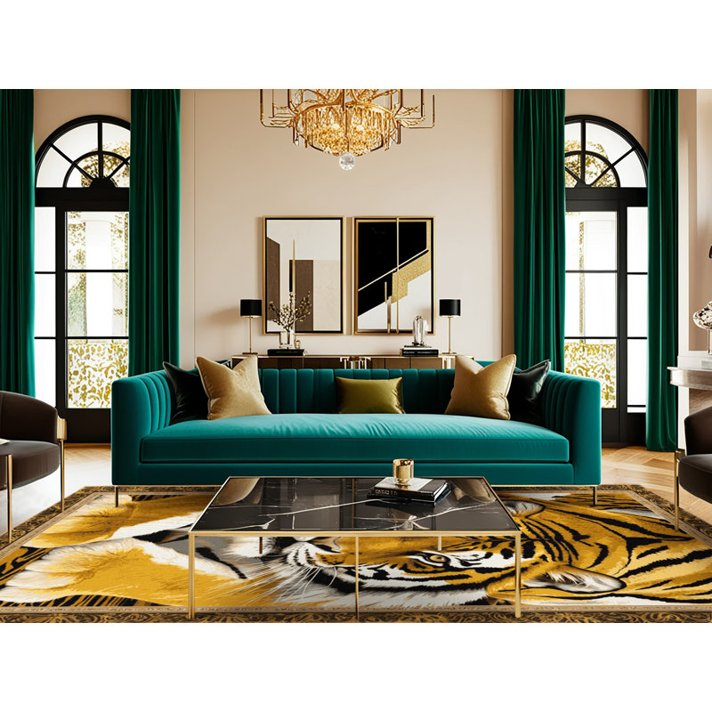  Tapis lavable Golden Tiger Big Cats, Rectangulaire 2 pi x 3 pi