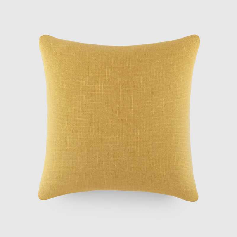 Washed and Distressed Cotton Decor Throw Pillow, Yellow