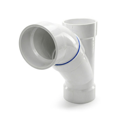 4" x 4" x 3" PVC DWV 2-Piece Combination Wye & 1/8 Bend 45° Elbow Reducing Hub, White PVC Drain, (5 Pack)