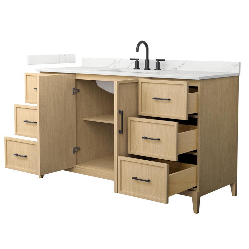 Elan 60'' W Vanity, Tan, 8" Center, Matte Black