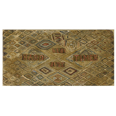 Antique American Hooked Rug Small Scatter Size Wool Brown Earth Tone
