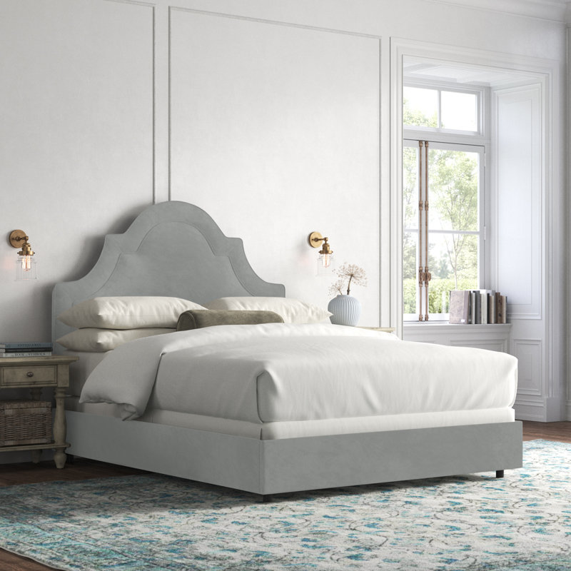 Avione Upholstered Standard Bed, Classic Velvet Otter, Queen