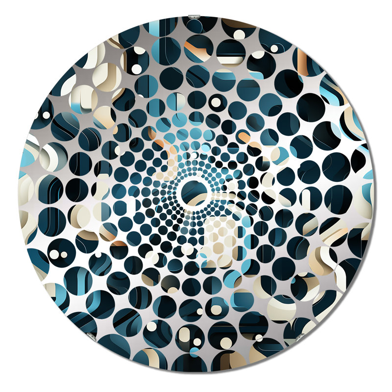 Miroir décoratif cercles concentriques bleu sarcelle et blanc, 23,6 po x 23,6 po