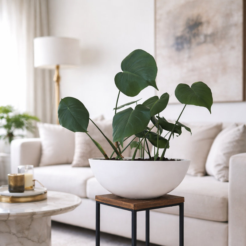 Grand pot à fleurs K22, H 7,5 po x l 22 po x P 22 po, Blanc