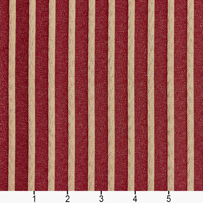 Tissu jacquard rayé, Rouge / Beige
