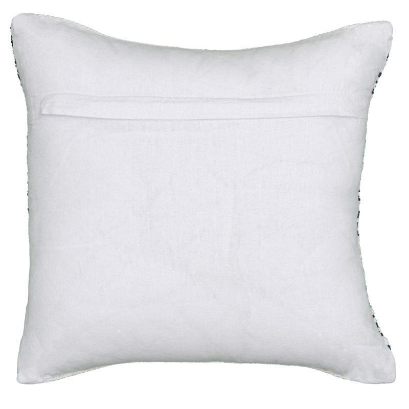 Coussin 100% coton tissé à la main, polyester, Chevron bleu, blanc