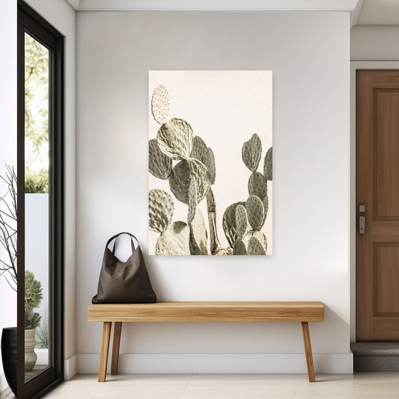 Art contemporain contemporain avec cactus, H 60 po x l 40 po