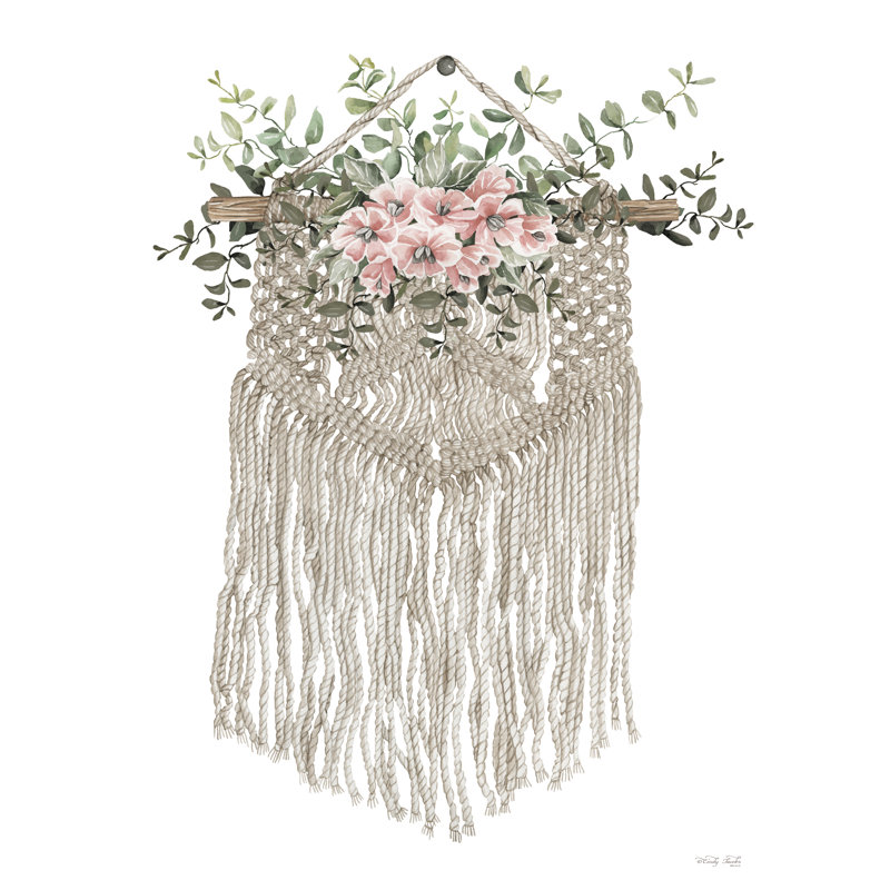 «Macrame And Roses On Canvas» par Cindy Jacobs, reproduction, H 12 po x l 8 po
