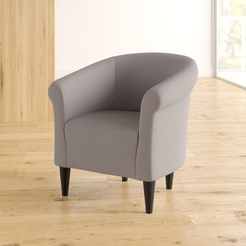 Liam Upholstered Barrel Chair, Dark Gray Microsuede