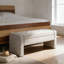 Banc de rangement moderne rembourré avec siège capitonné, charnière à fermeture douce, idéal pour la chambre à coucher, le vestibule ou le salon