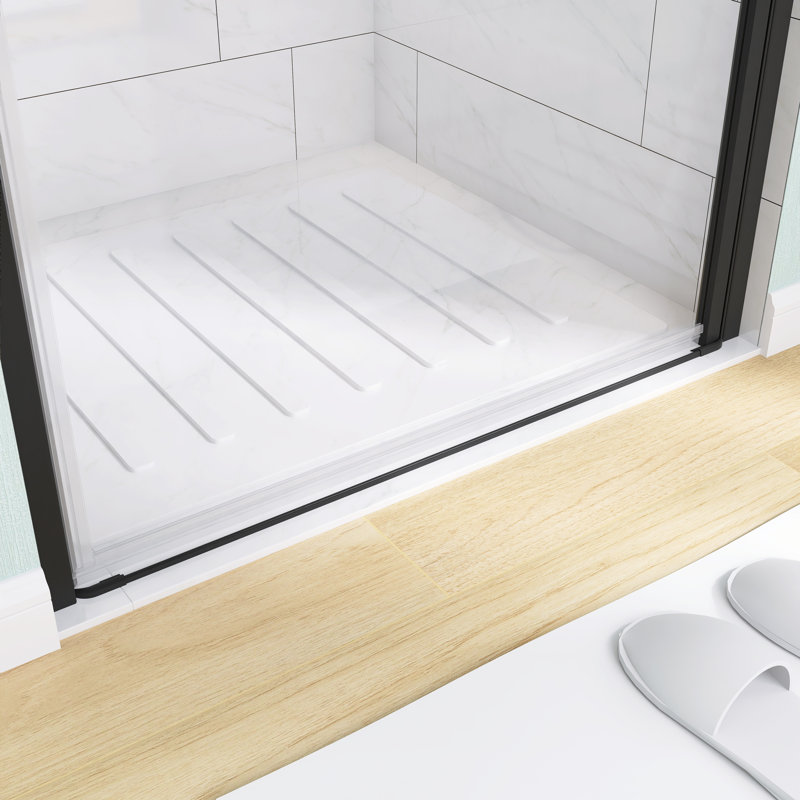 Porte de douche battante pivotante semi-sans cadre l 34 po x H 72 po avec verre trempé de 1/4 po d'épaisseur, Noir