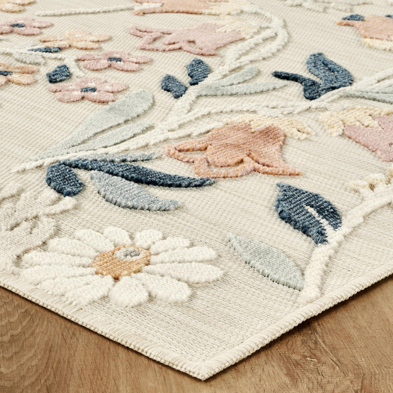 Floral Indoor / Outdoor Area Rug, Rectangle 120 x 170 cm
