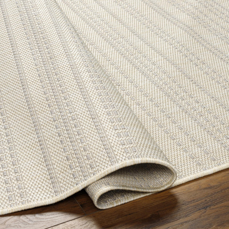 Elliegrace Ivory Outdoor Area Rug, Rectangle 5'3" x 7'