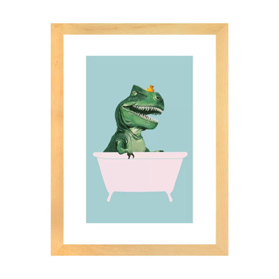 " Playful T Rex In Bathtub In Green " by Big Nose Work