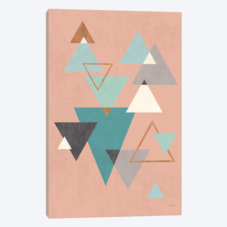 « abstract geo ii rose », impression sur toile, H 12 po x l 8 po x P 0,75 po, Toile tendue, Pas de tapis