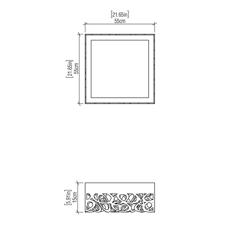 LED Flush Mount, 5.85" H x 21.45" W x 21.45" D, Sand