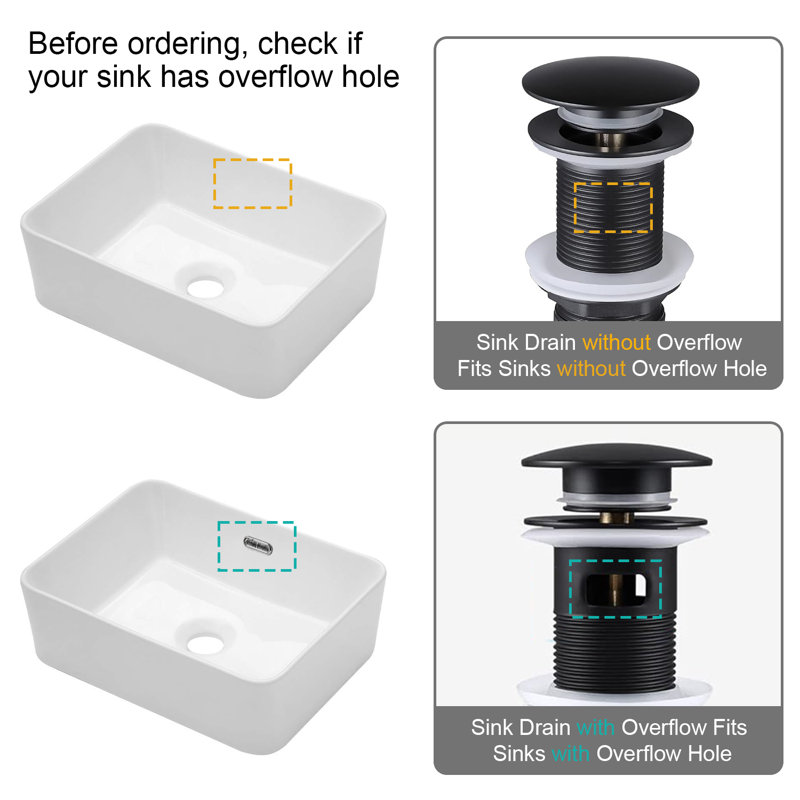 Bathroom Sink Pop-up Drain Without Overflow Vessel Sink,stainless Steel, Matte Black