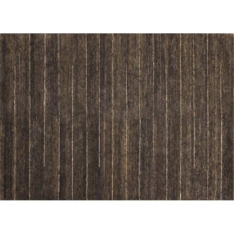 Tapis brun noué à la main Turley, Rectangle 9 pi 6 po x 13 pi 6 po