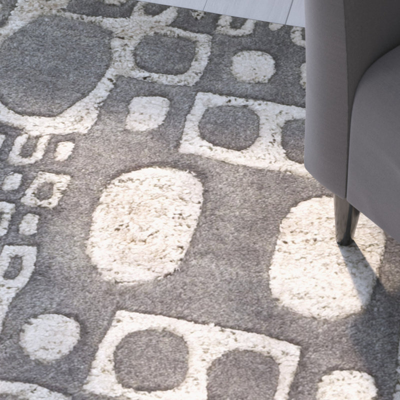 Tapis gris foncé / ivoire Freda, Rectangle 3 pi 6 po x 5 pi 6 po