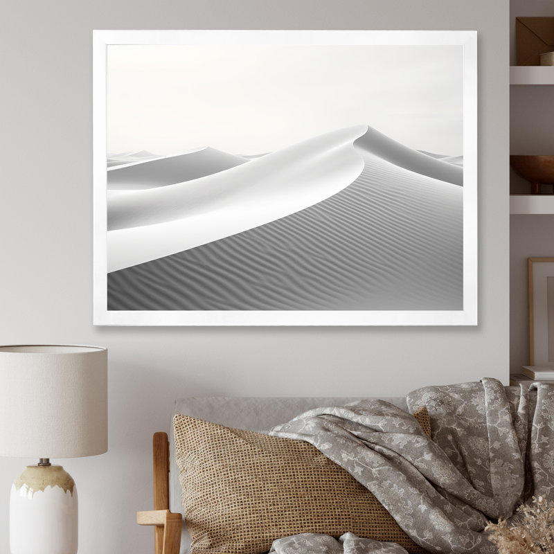 «Eernal Desert Dreams Minimalisme I», art mural sur toile, H 12 po x l 20 po x P 1 po, Cadre simple blanc