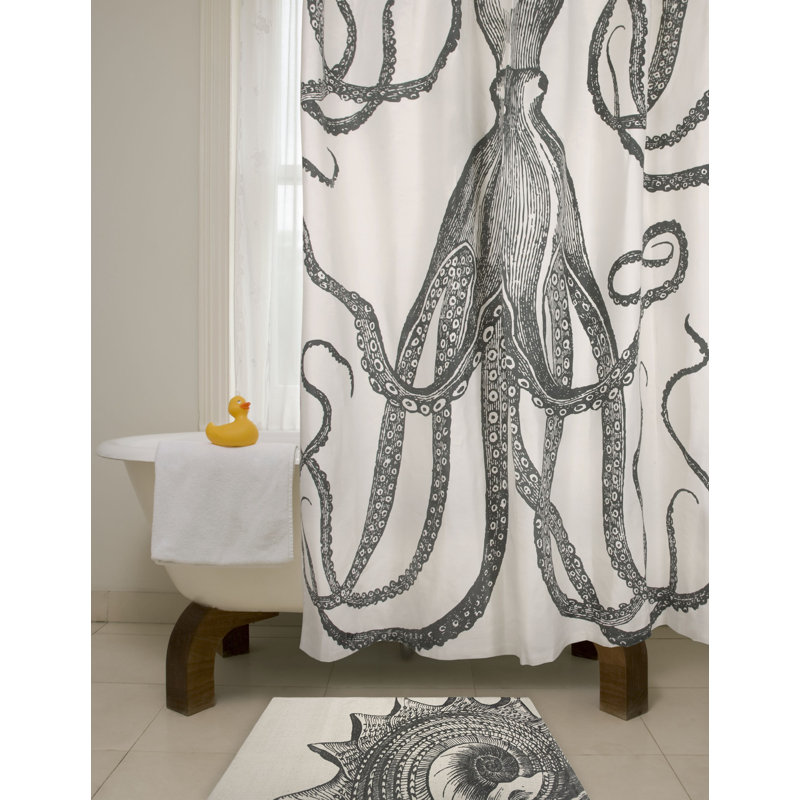 Rideau de douche en coton Evgeniya Octopus