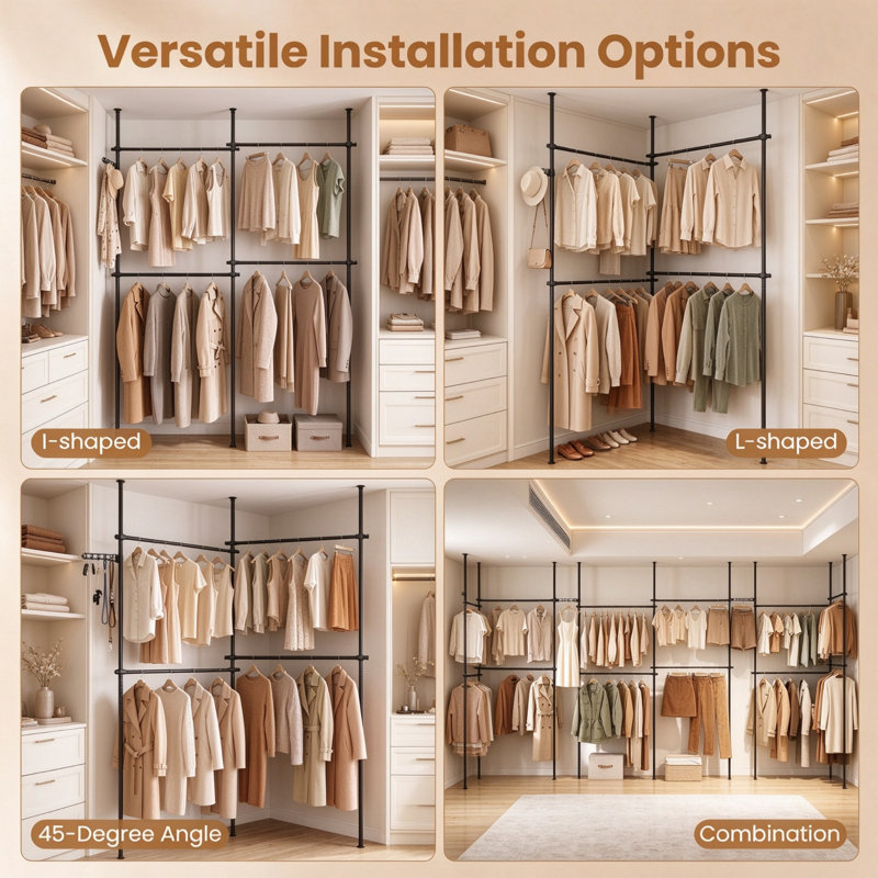 244 cm Wall Mounted Clothes Rack