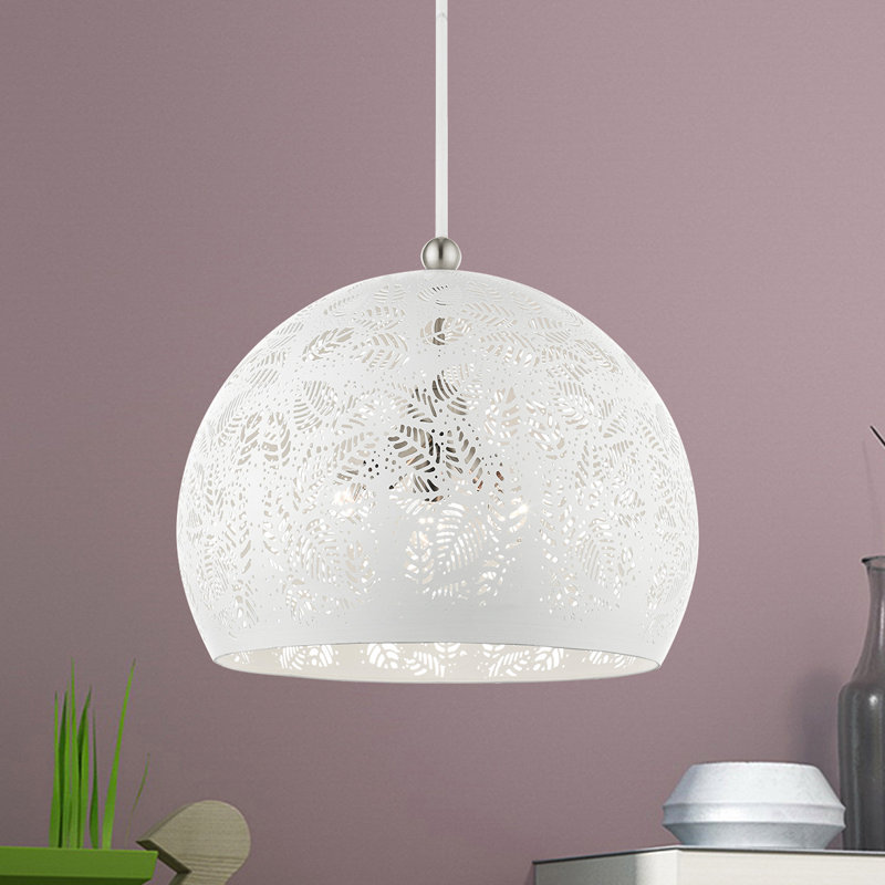 Luminaire suspendu en forme de dôme à 3 lumières Alira, Blanc, H 56,5 po x l 19,75 po x P 19,75 po