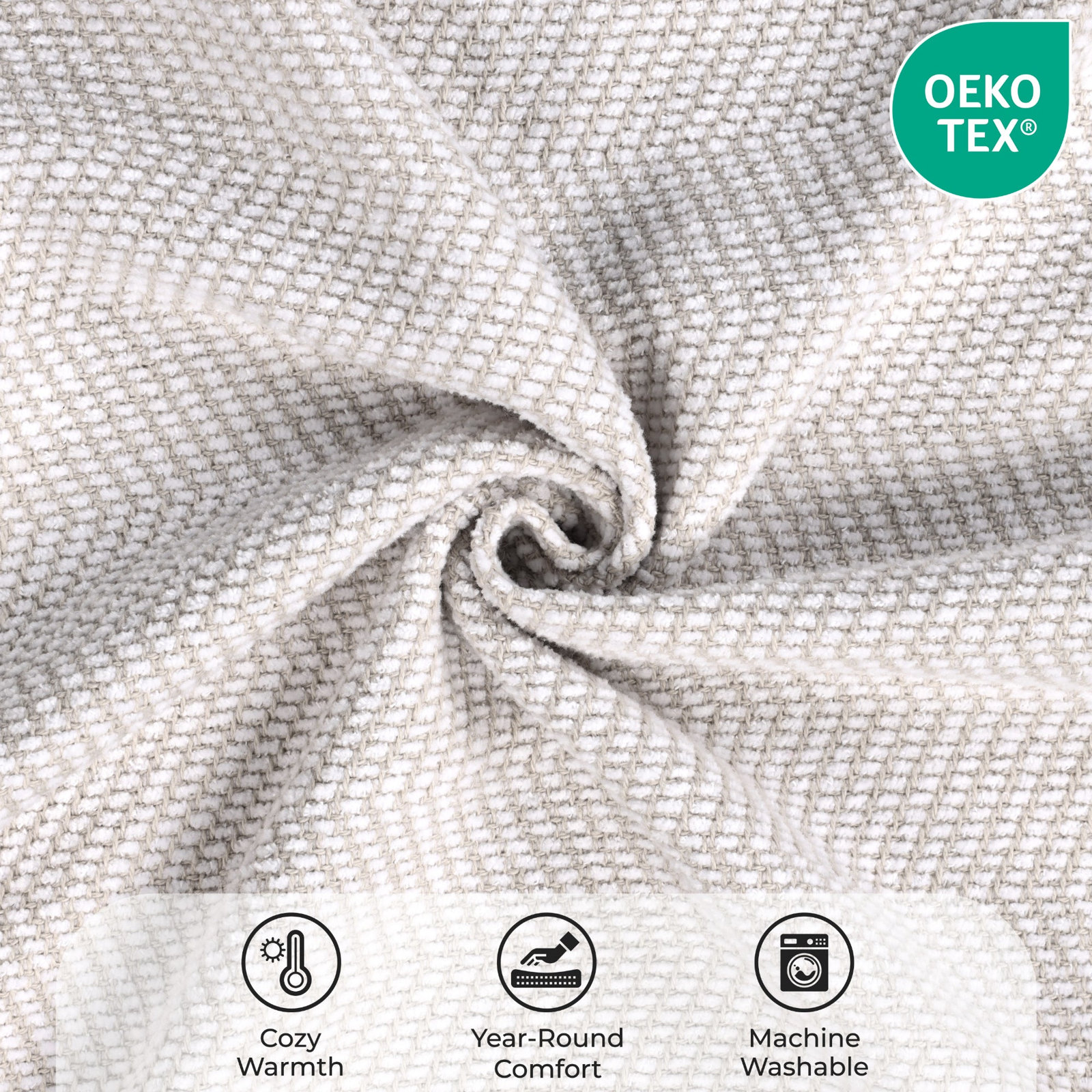 Cotton Woven Throw Blanket, Throw, Tan