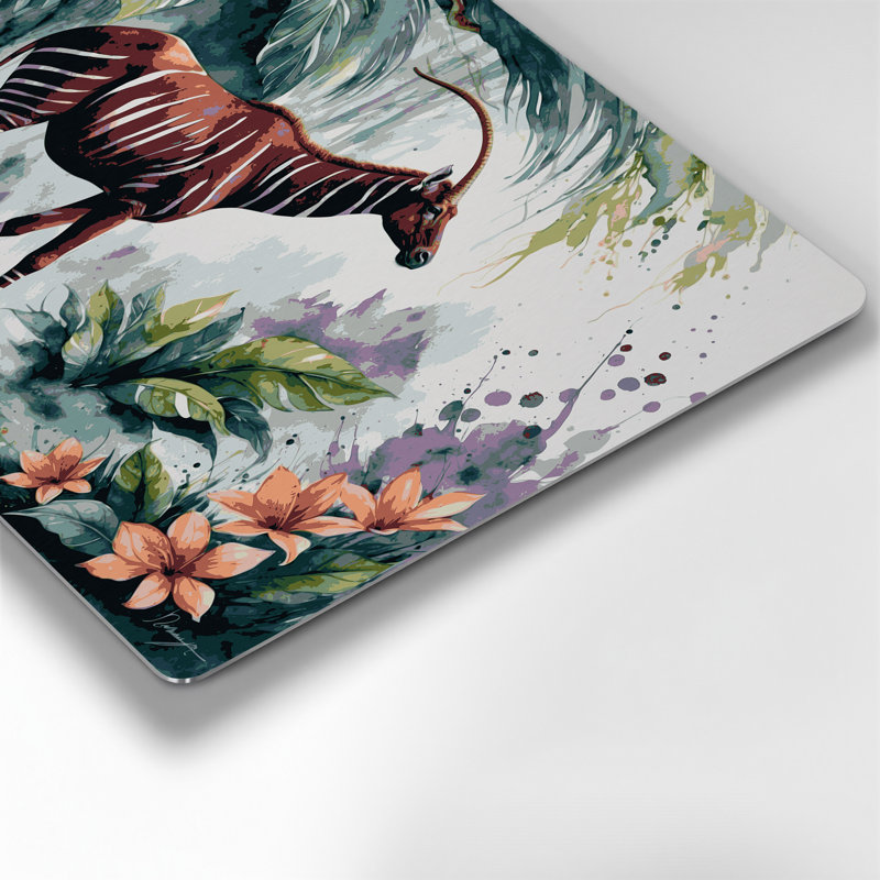 Faune, Okapi, art mural gris en métal, H 11 po x l 14 po