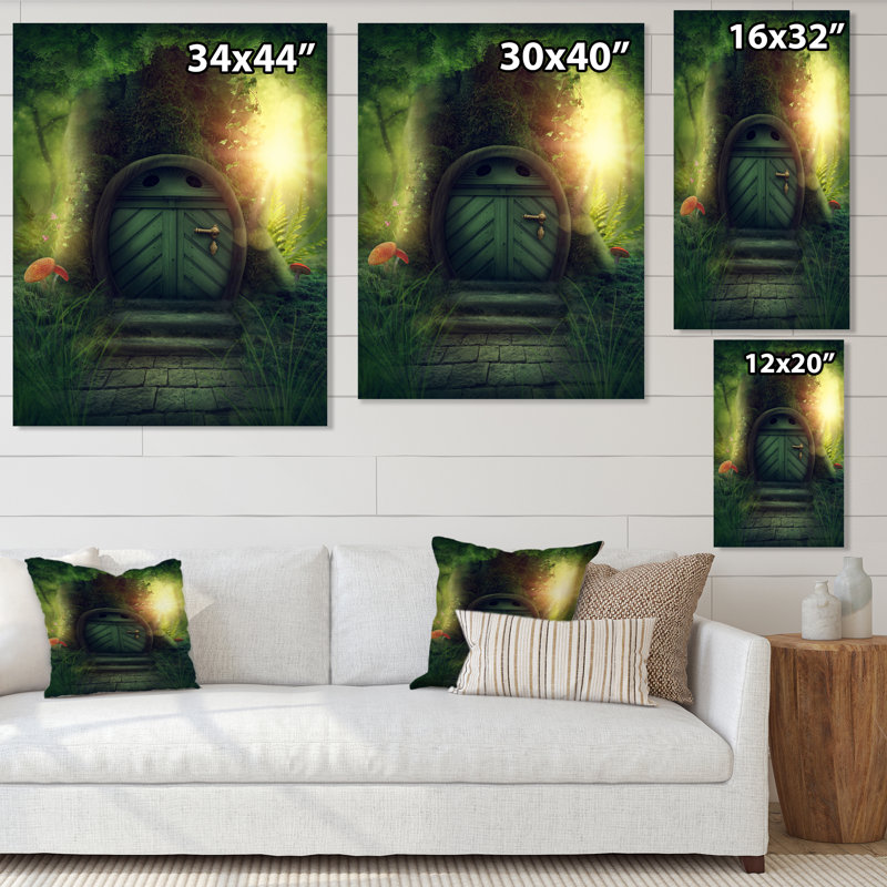Porte dans un grand arbre magique - photographie sur toile, H 20 po x l 12 po, Toile tendue