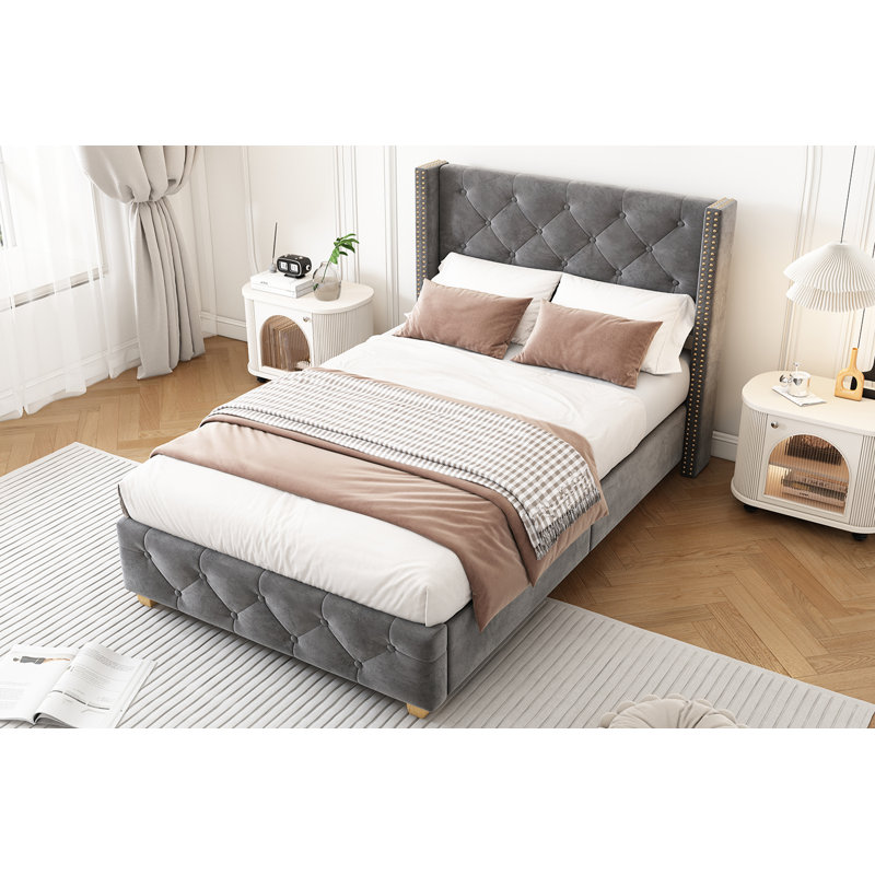 Upholstered Bed, Grey