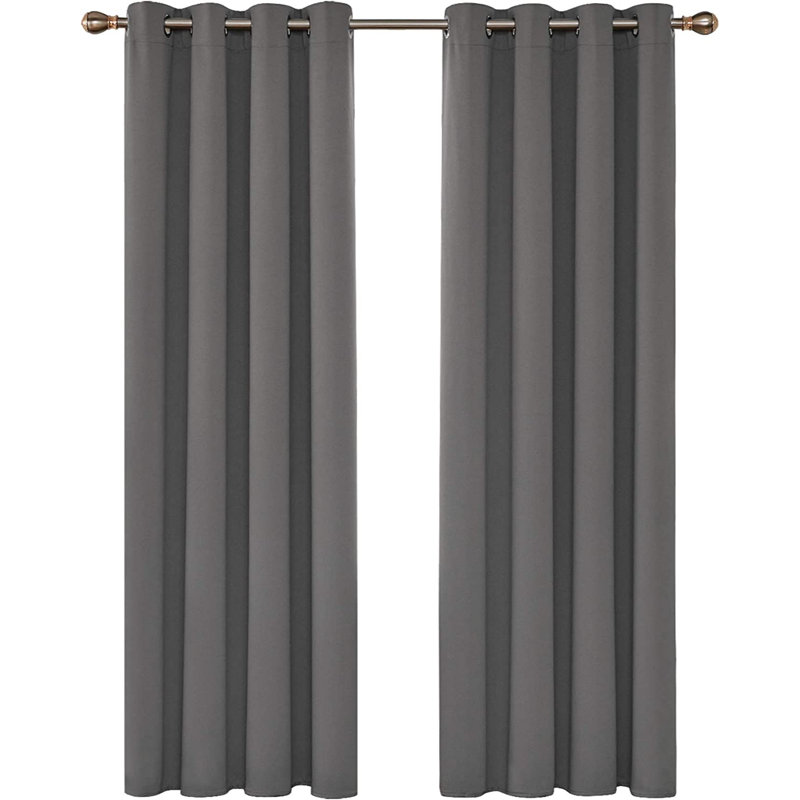 Blackout Door Curtain Pair, 117 W x 214 D cm, Light Grey
