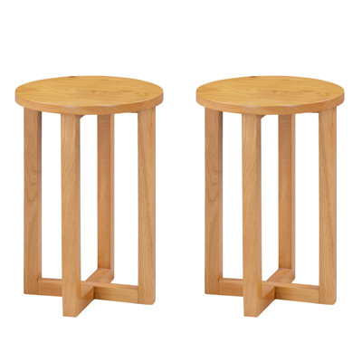 Bittencourt Solid Wood Cross Legs Side Table Set