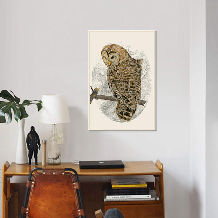 « barred hibou ii », impression sur toile, H 18 po x l 12 po x P 1,5 po