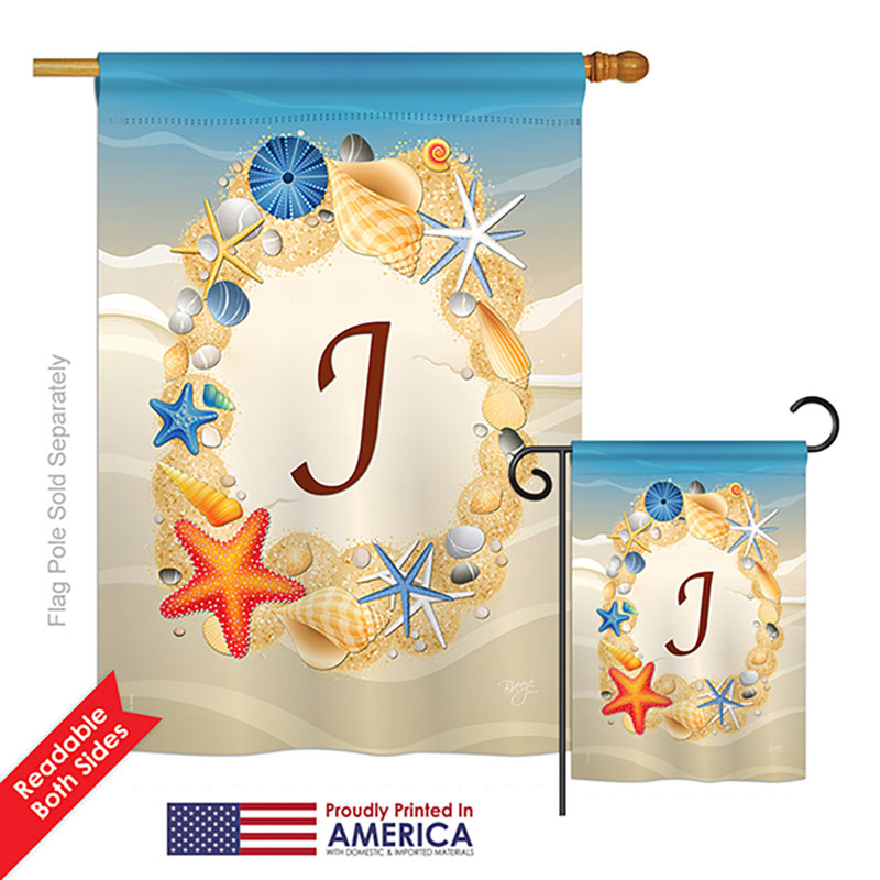 Ensemble de drapeaux verticaux en polyester à 2 côtés Renteria Summer G Initiales Impressions, J