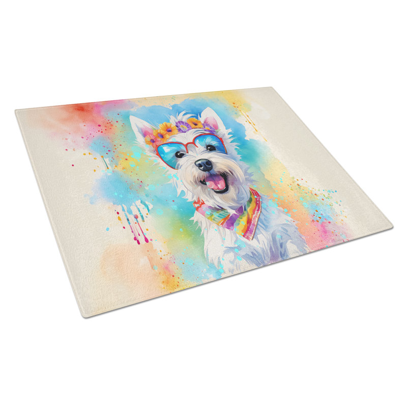 Grande planche à découper en verre Westie Hippie Dawg