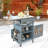 40.5" Solid Wood Outdoor Grill Cart with Stainless Steel Top, Drop Leaf and Lockable Wheels, Blue Grey-1187194052
