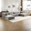 Canapé d'angle modulaire sans os à monter soi-même, gris, convertible en lit, 4 places, polaire circulaire, mousse à mémoire de forme haute densité, sans assemblage, pour la maison, avec 2 espaces adaptables et résilients.-202129058-202129247
