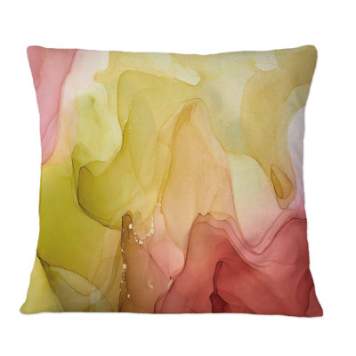Coussin décoratif imprimé rouge et vert liquide I
