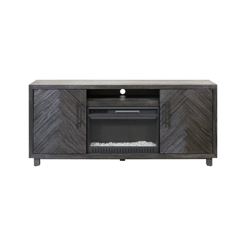 Console de foyer Oloughlin, rangement pour divertissement, meuble télé, entièrement assemblé, H 30 po x l 67 po x P 15 po