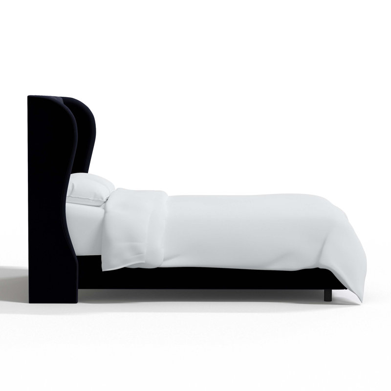 Tomey Upholstered Wingback Bed, Queen, Ocean Performance Velvet
