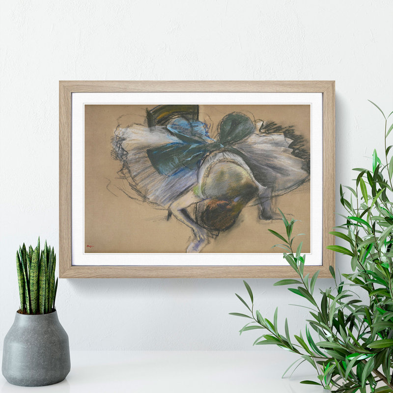 Ballet Ballerina Dancer Tying Her Slipper Vol.1 by Edgar Degas - Picture Frame Painting on MDF, 27cm H x 36cm W x 2cm D