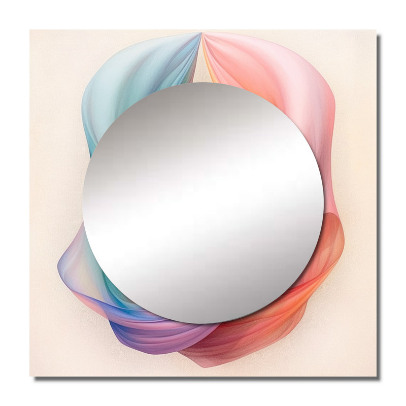 Geometrie de l'esprit en turquoise rétro II - formes abstraites, miroir carré, art mural pour salle de bain, 23 po x 23 po