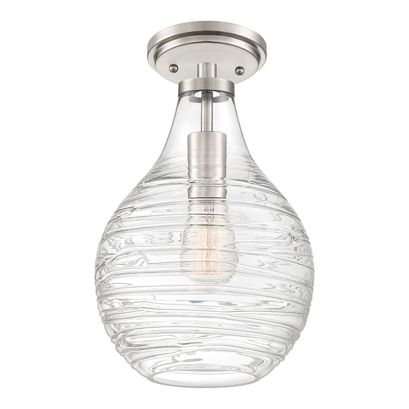 Plafonnier semi-encastré 1 lumière 8,75 po Marotta, Nickel brossé
