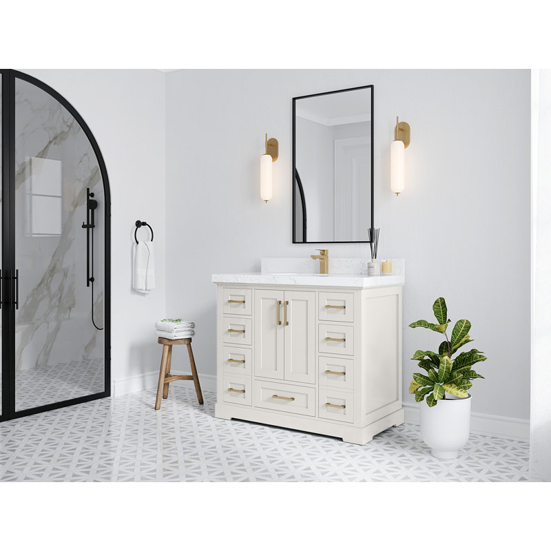 Boston 42 po X P 22 po De salle de bain simple en albâtre  Quartz, 2 po - Or Viola