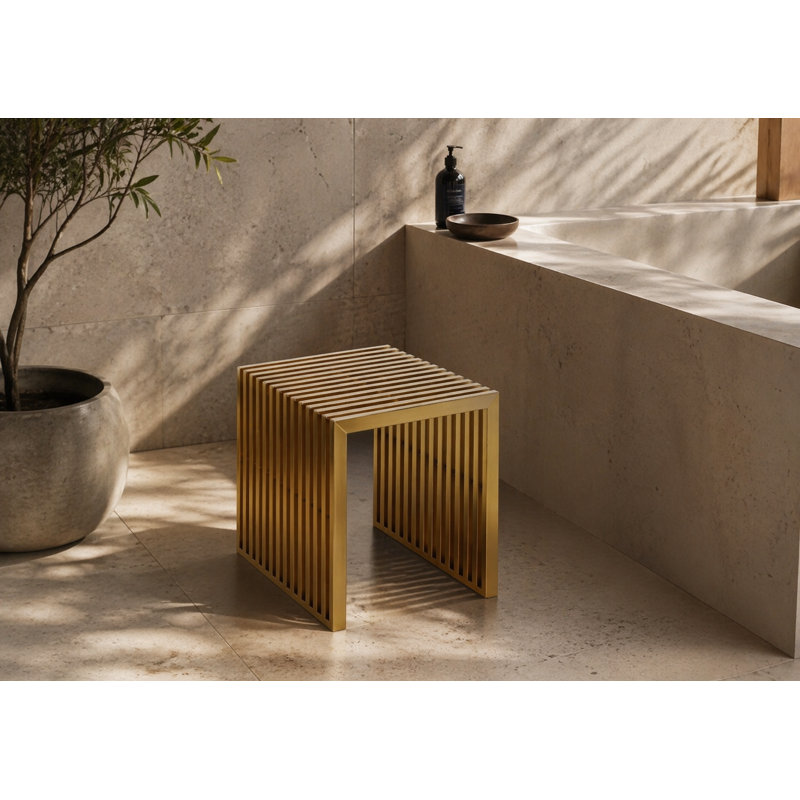 Lux Vanity Stool, Gold