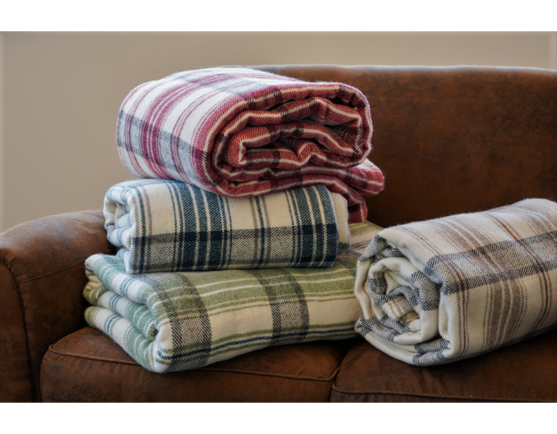 Gabriel Wool Plaid Blanket, Mineral Blue, King
