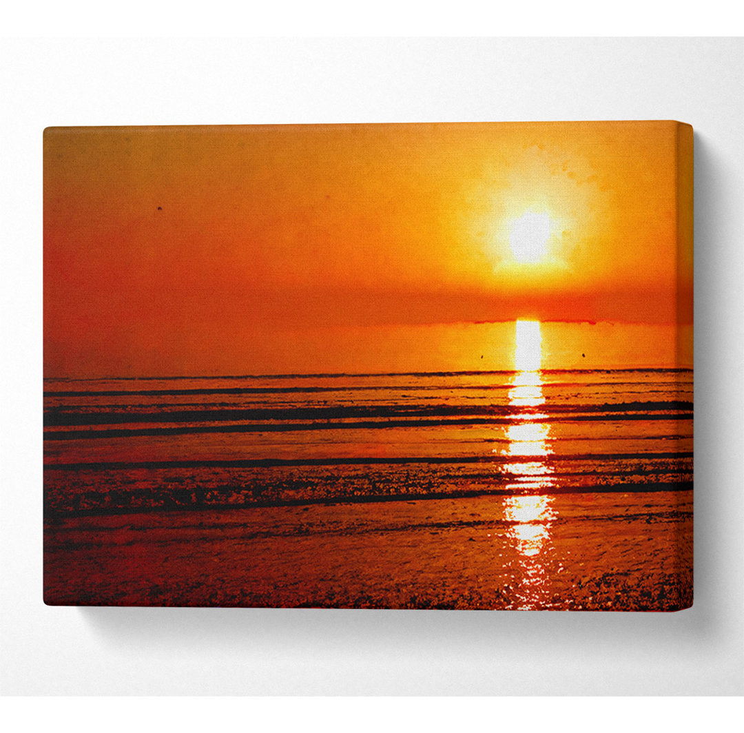 Die Ozeane Sonne Reflexion Orange Leinwand Aquarell